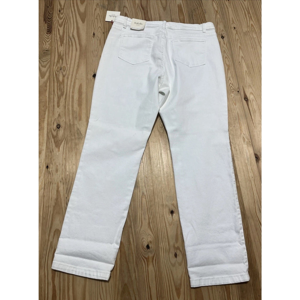 NWT RAFAELLA Curvy Straight Leg White Denim Jeans Lift Trim Comfort Size 16