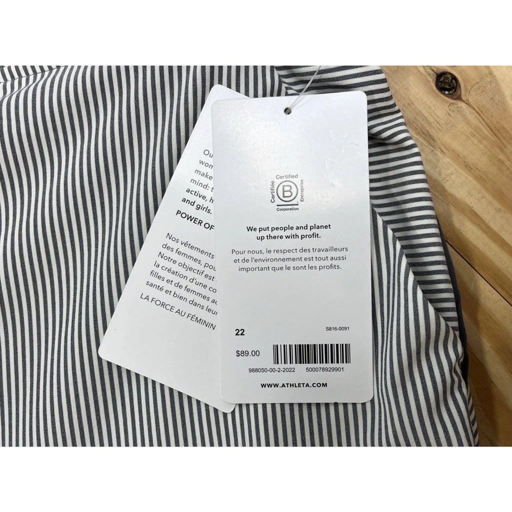 Athleta Brooklyn Textured Ankle Pants Women Size 22 City Stripe Gray/White