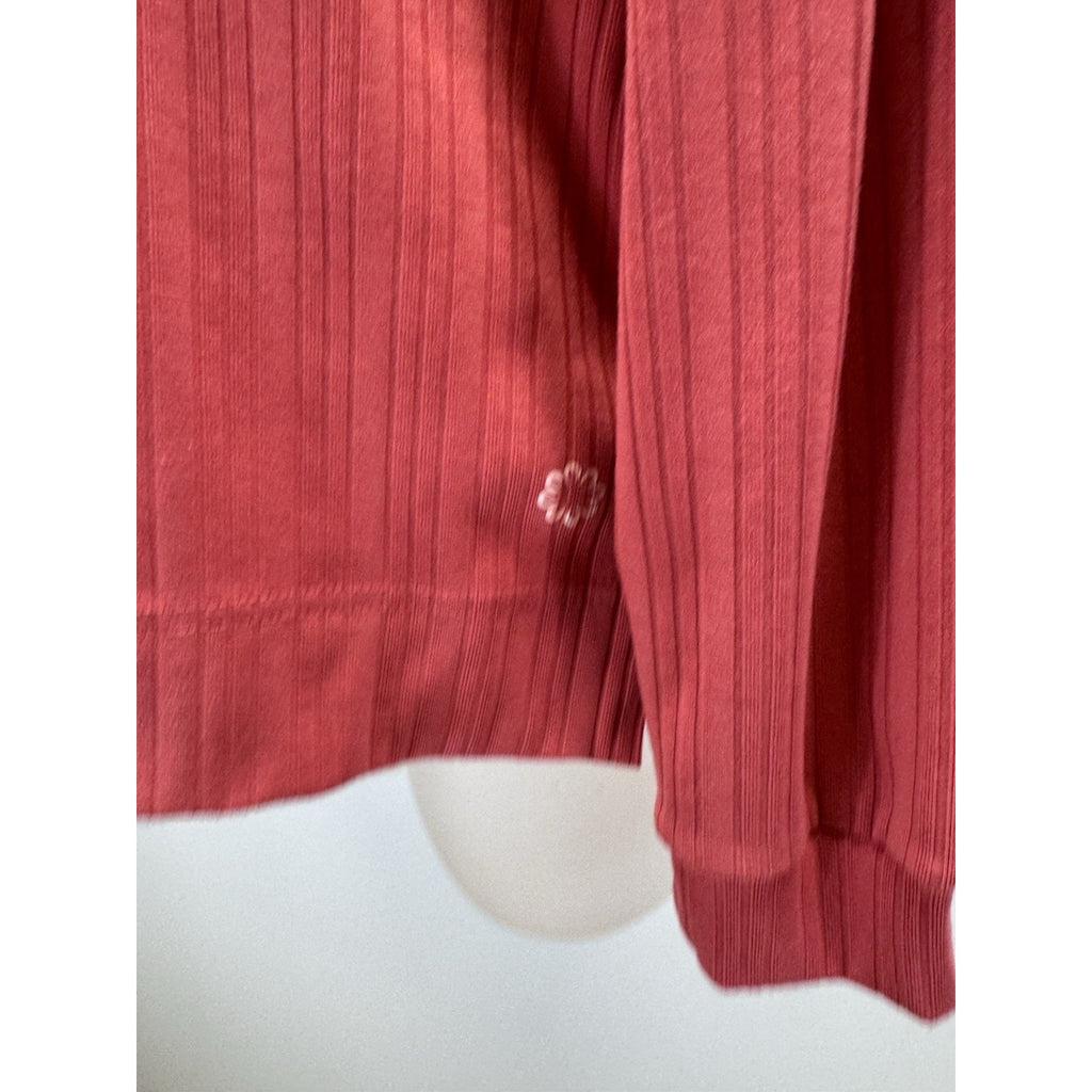 Women's Pro Player Size M 1/4 Zip Ribbed Texture Mock Neck Top Coral Red