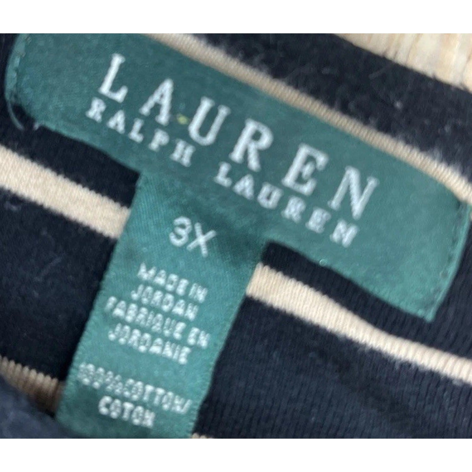 Lauren Ralph Lauren Womens 3/4 Sleeve Top 3X Gold Black Gold Shoulder Crest