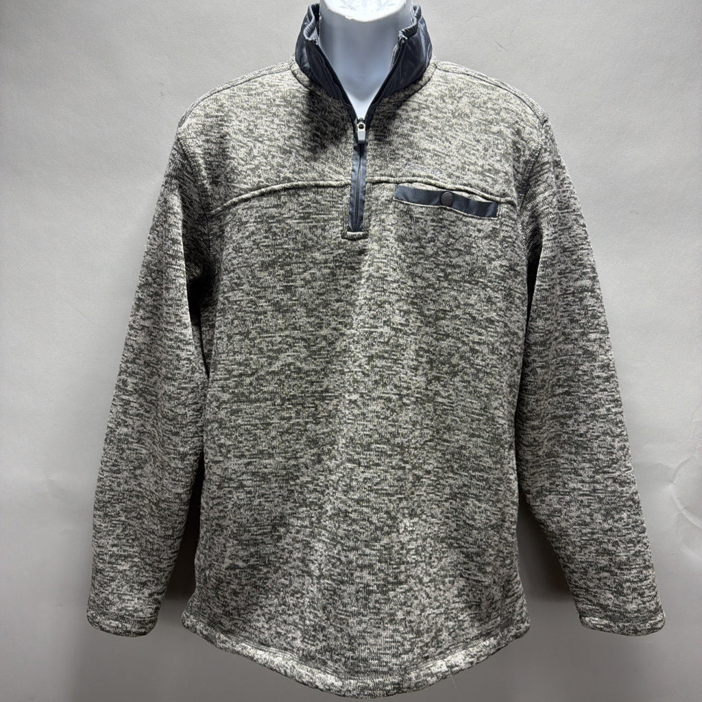 Eddie Bauer Sweater Men's M Gray Quarter Zip Radiator Fleece Pullover Outdoor
