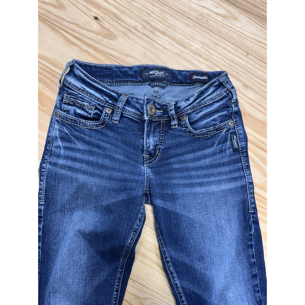 Silver Jeans Womens 25x29 Blue Denim Tuesday Slim Bootcut Western Stretch Alter