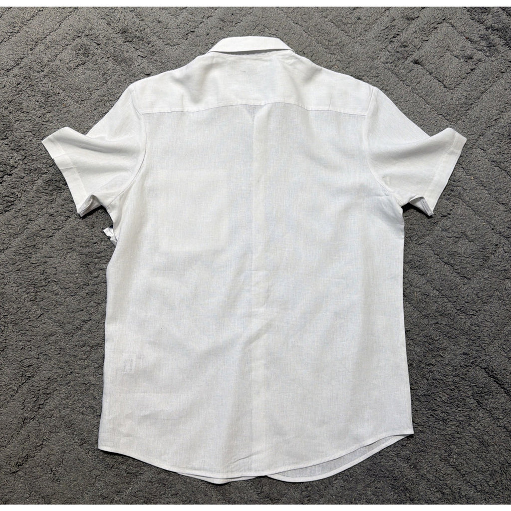 NWT INC International Concepts Men’s Linen Blend Shirt Large White Short Sleeve