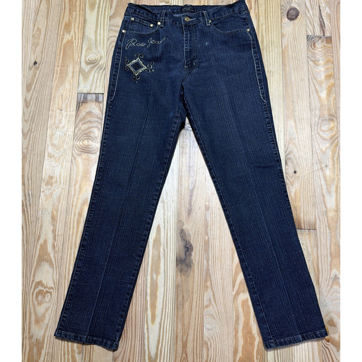 Vtg 90s Y2K Paco International Embroidered Spell Out Jeans Skater Straight Sz 15