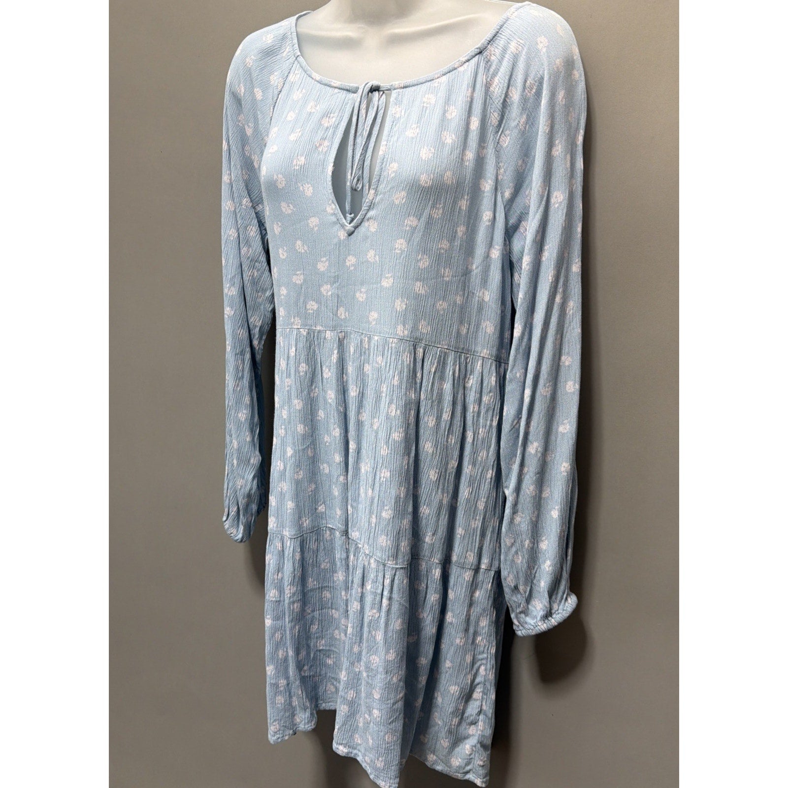 American Eagle Viscose Floral Long Sleeve Tiered Baby Doll Dress Size M NWT