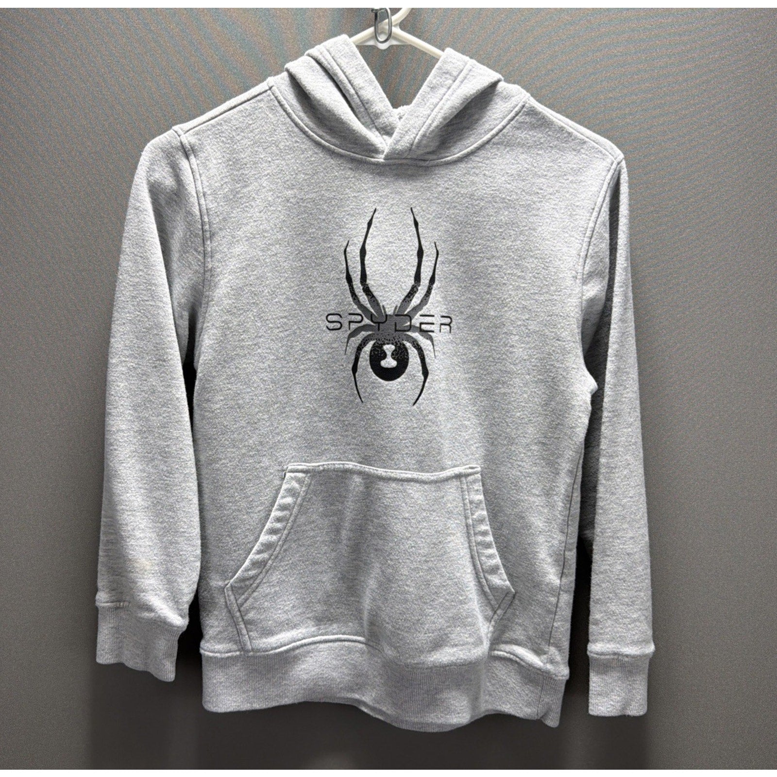 Spyder Youth Boy's M 10-12 Long Sleeve Pullover Hoodie w/ Kangaroo Pocket -Grey