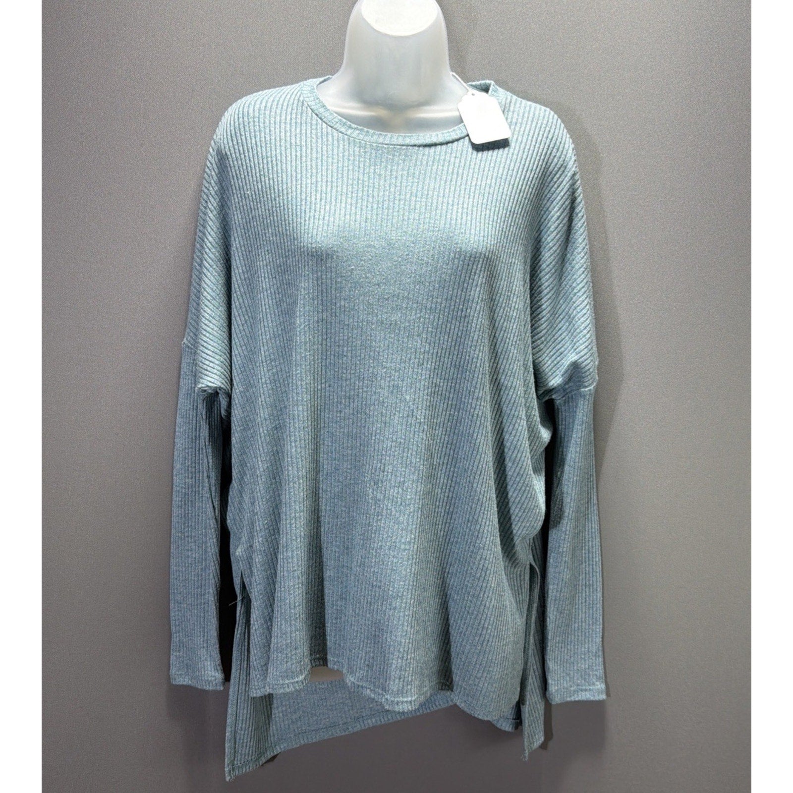 Zenana Womens S Dusty Teal Knit Sweater Dolman Sleeve Oversized Cozy Top NWT