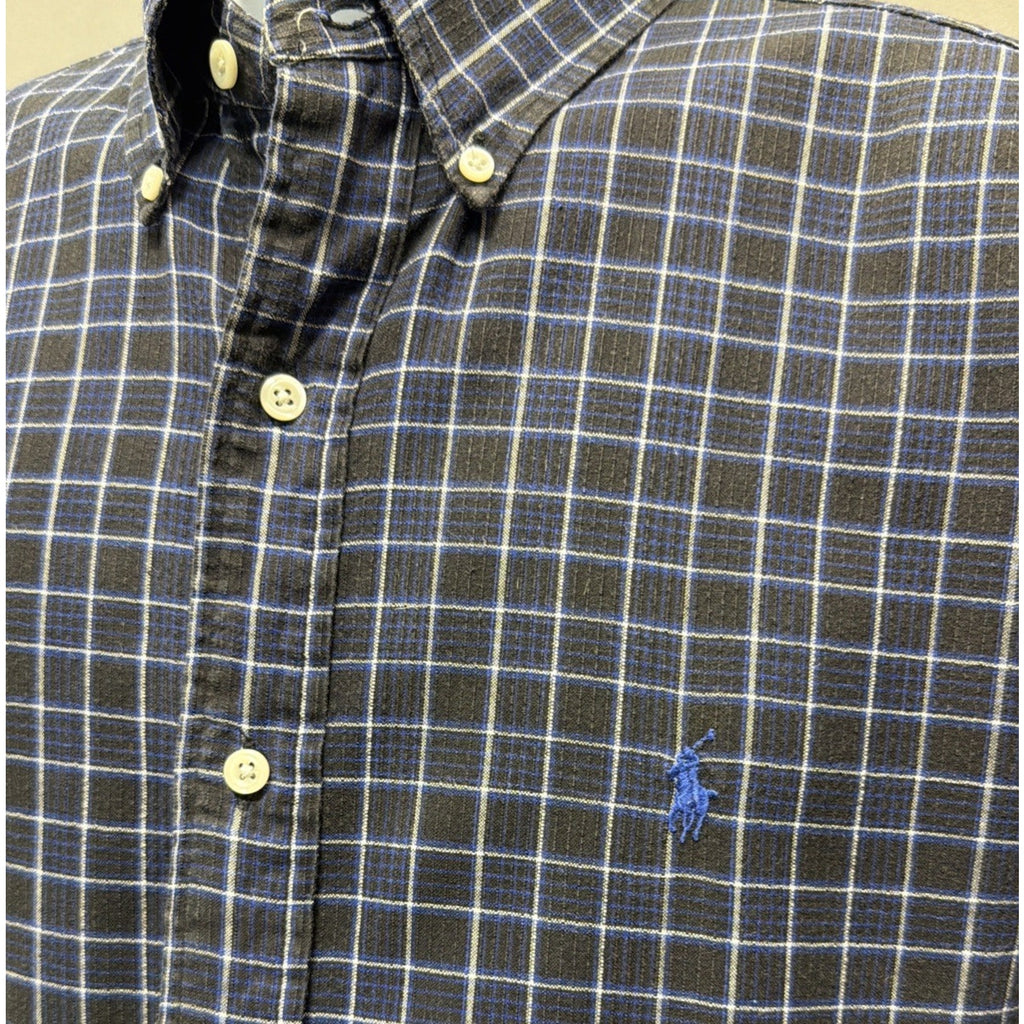 Ralph Lauren Blaire Plaid Short Sleeve Button Up Logo Men’s Size L Preppy Casual