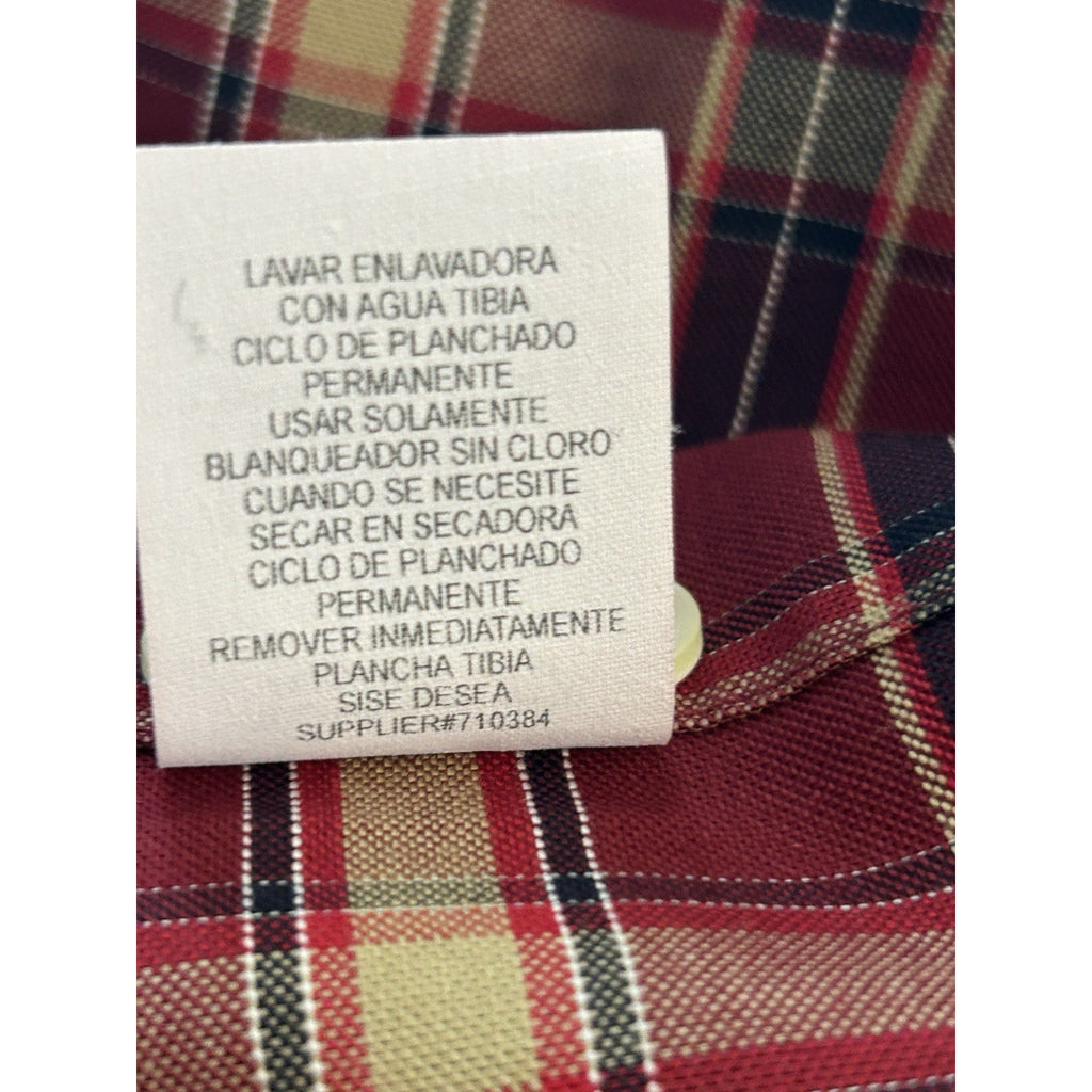 Towncraft Mens Shirt SzL Tartan Plaid Wrinkle Free Button-down Long sleeve plum