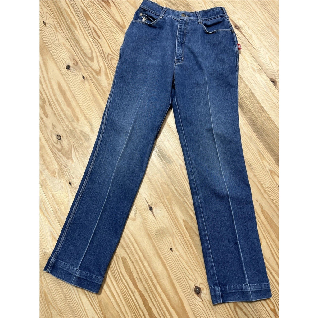 Vintage Braxton Womens Blue High-Waisted Straight-Leg Denim Jeans Size 25x29
