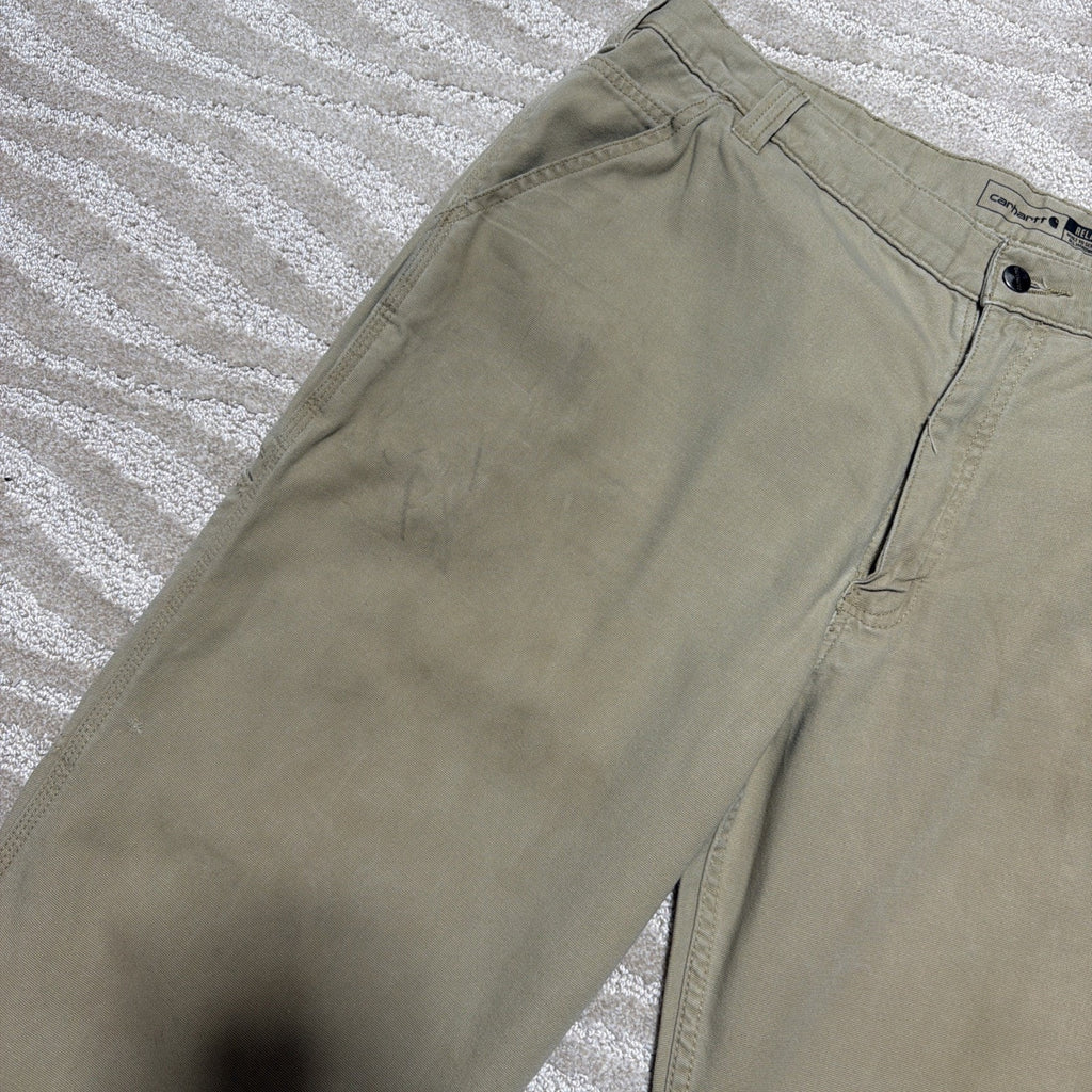 Carhartt Men's Rugged Flex Relaxed Fit Biege Canvas Work Pants Size 40x32