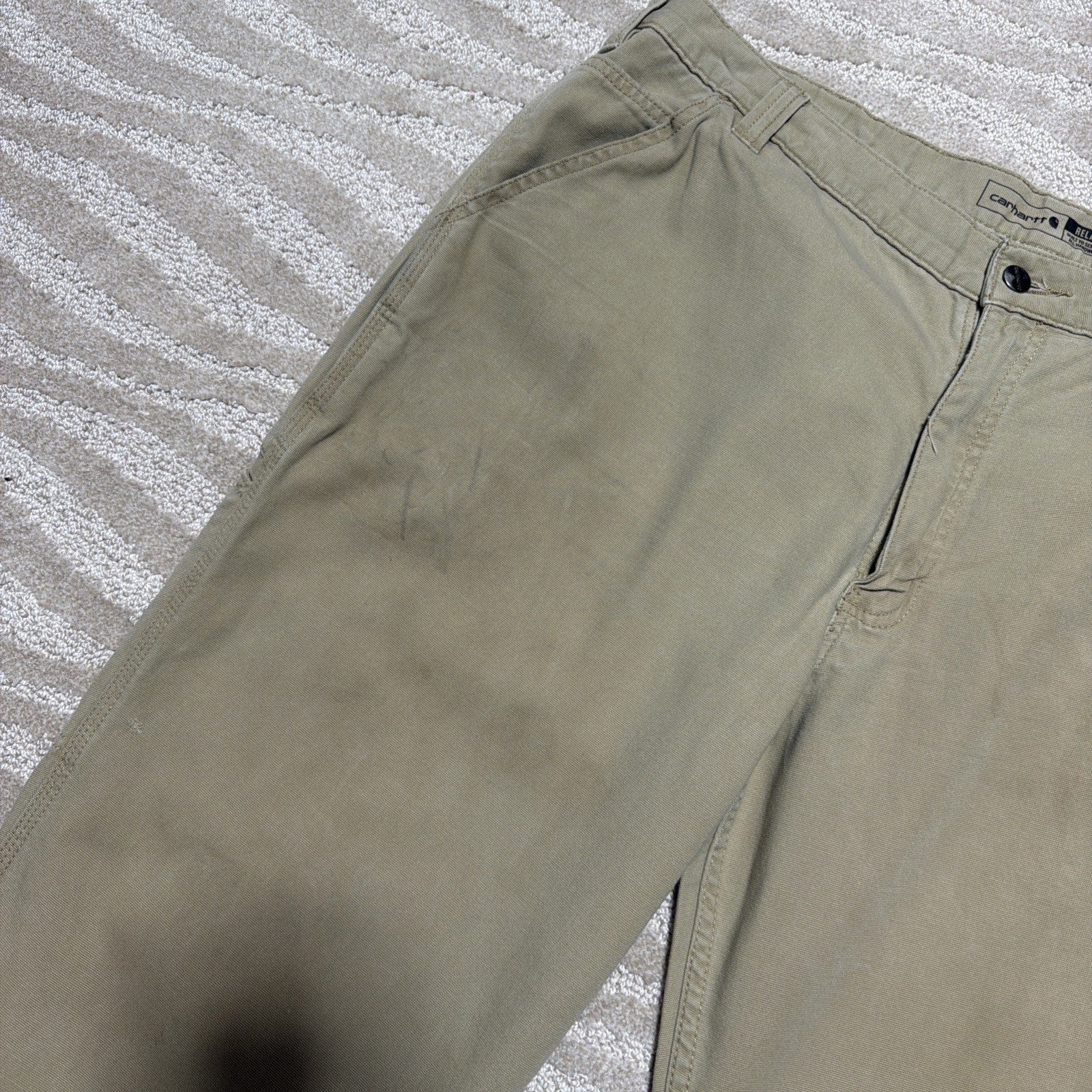 Carhartt Men's Rugged Flex Relaxed Fit Biege Canvas Work Pants Size 40x32