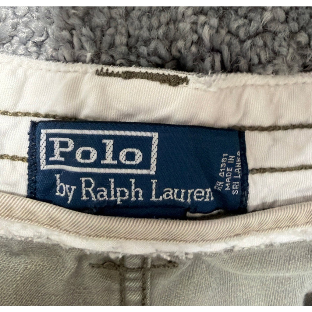 Vintage Polo Ralph Lauren Combat Cargo Shorts Mens 36 Green Cotton Casual Twill