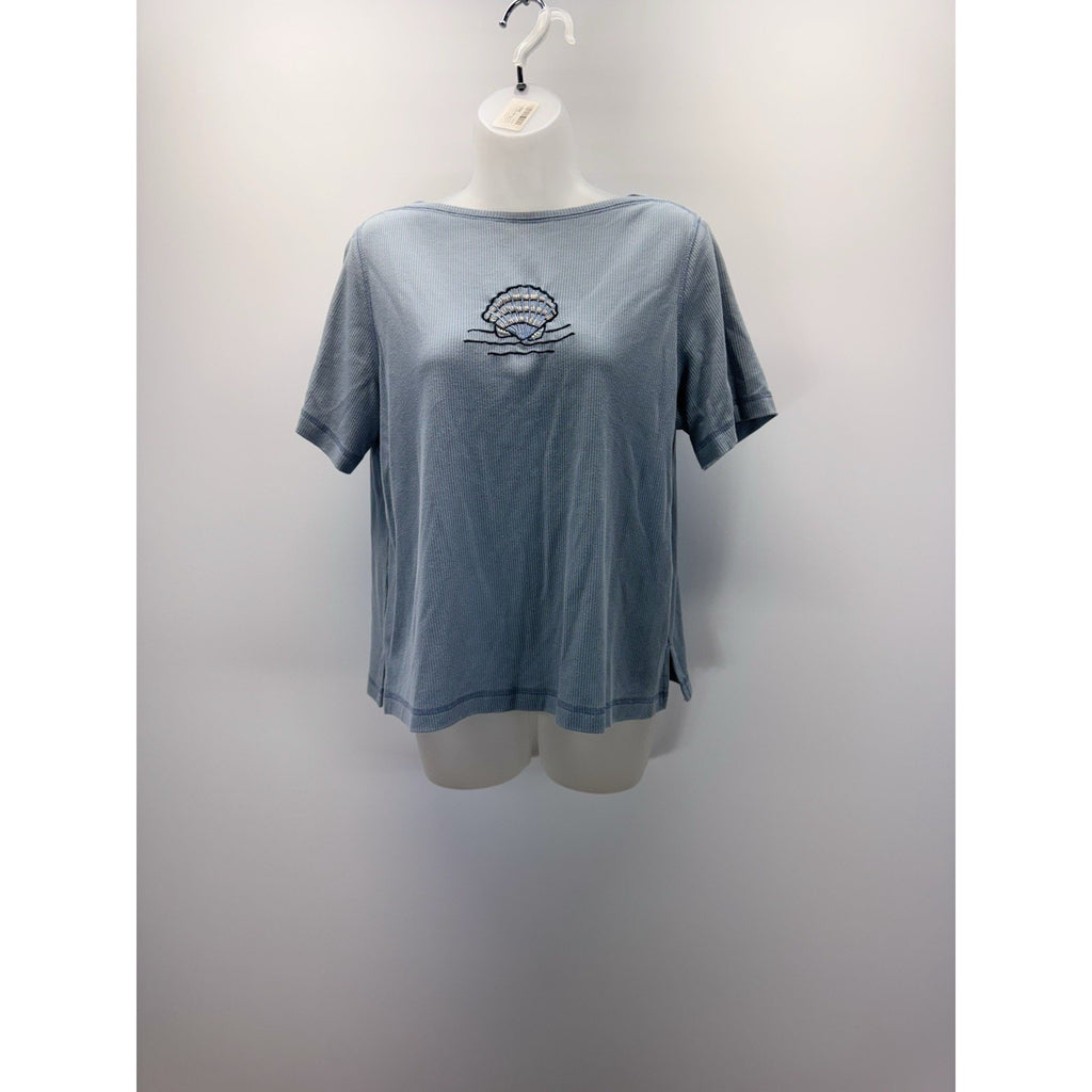 Teddi Women’s Light Blue Striped PL Shell Embroidered Beach