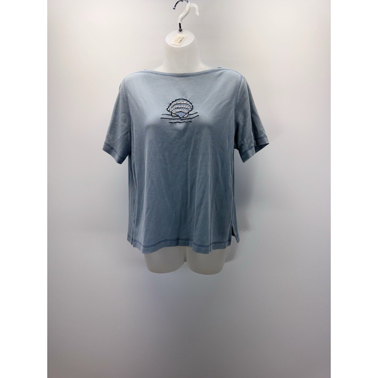 Teddi Women’s Light Blue Striped PL Shell Embroidered Beach