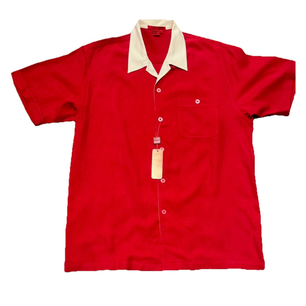 Tulliano Bay Set Men’s Large Red 100% Silk 2 Pc Shirt Pants Outfit NWT Camp