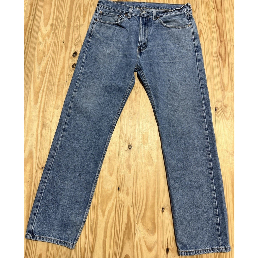 Levis 505 Jeans Mens 34X32 Blue Medium Wash Mid Rise Straight Cotton Denim