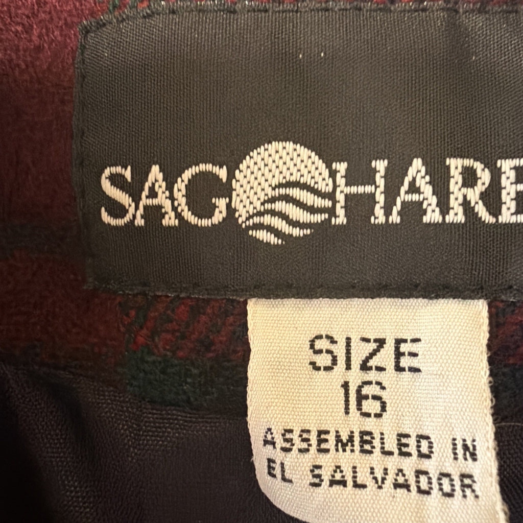 Vtg Sag Harbor Women's 12 Red Plaid Wool Blend Single Breasted Lined Blazer NWT