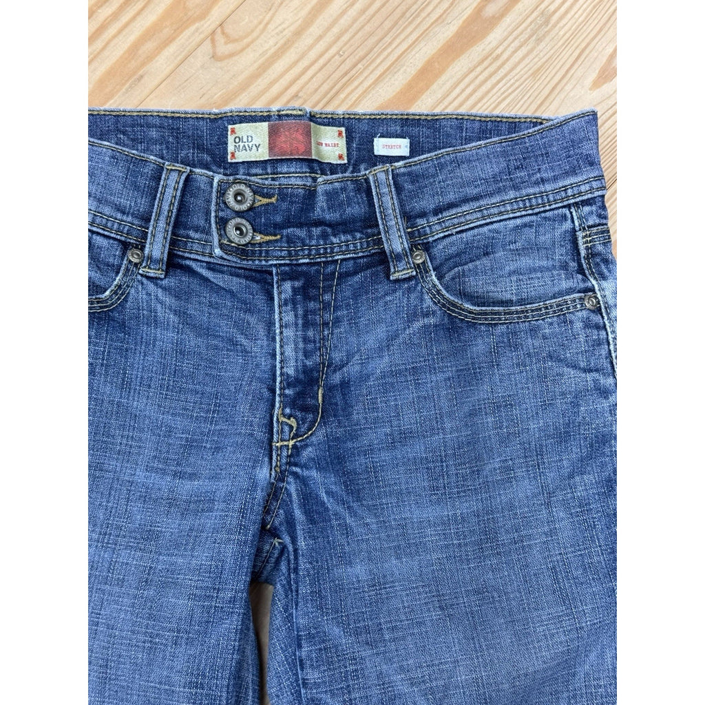 Vintage Old Navy Womens Capri Pants Jeans Cuffed Distressed Low Rise Y2K Size 4