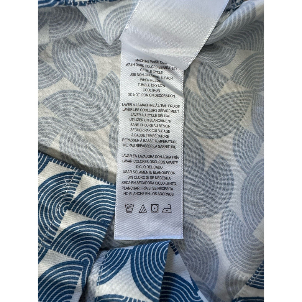 Ben Sherman men's XL Geo Block Print Shirt Button Up Short Sleeve Casual Blue