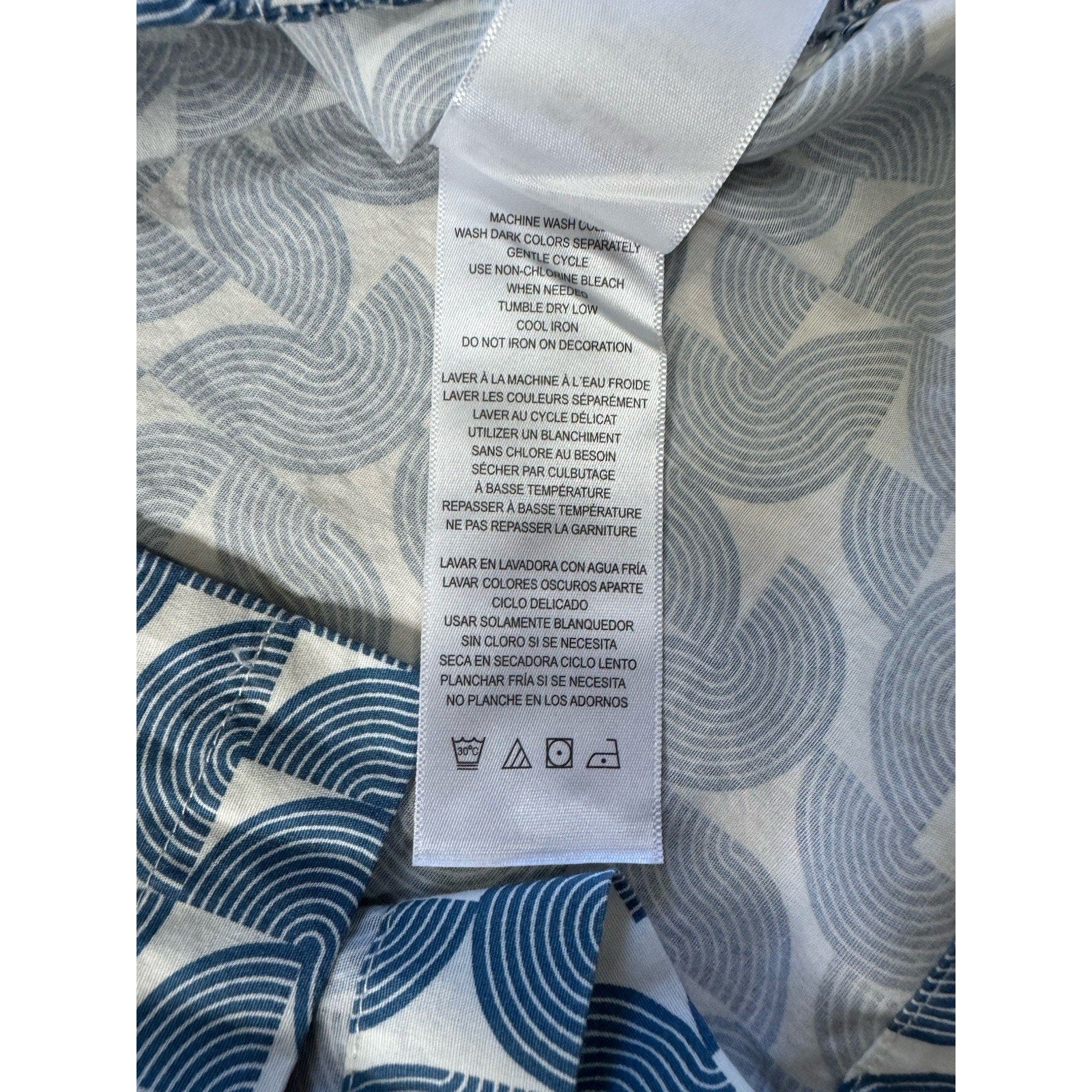Ben Sherman men's XL Geo Block Print Shirt Button Up Short Sleeve Casual Blue