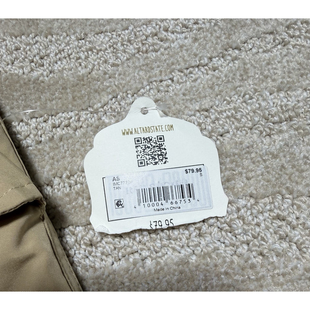 NWT Altar’d State Tan Wide Leg Cargo Pants Women’s Small Elastic Waist Utility