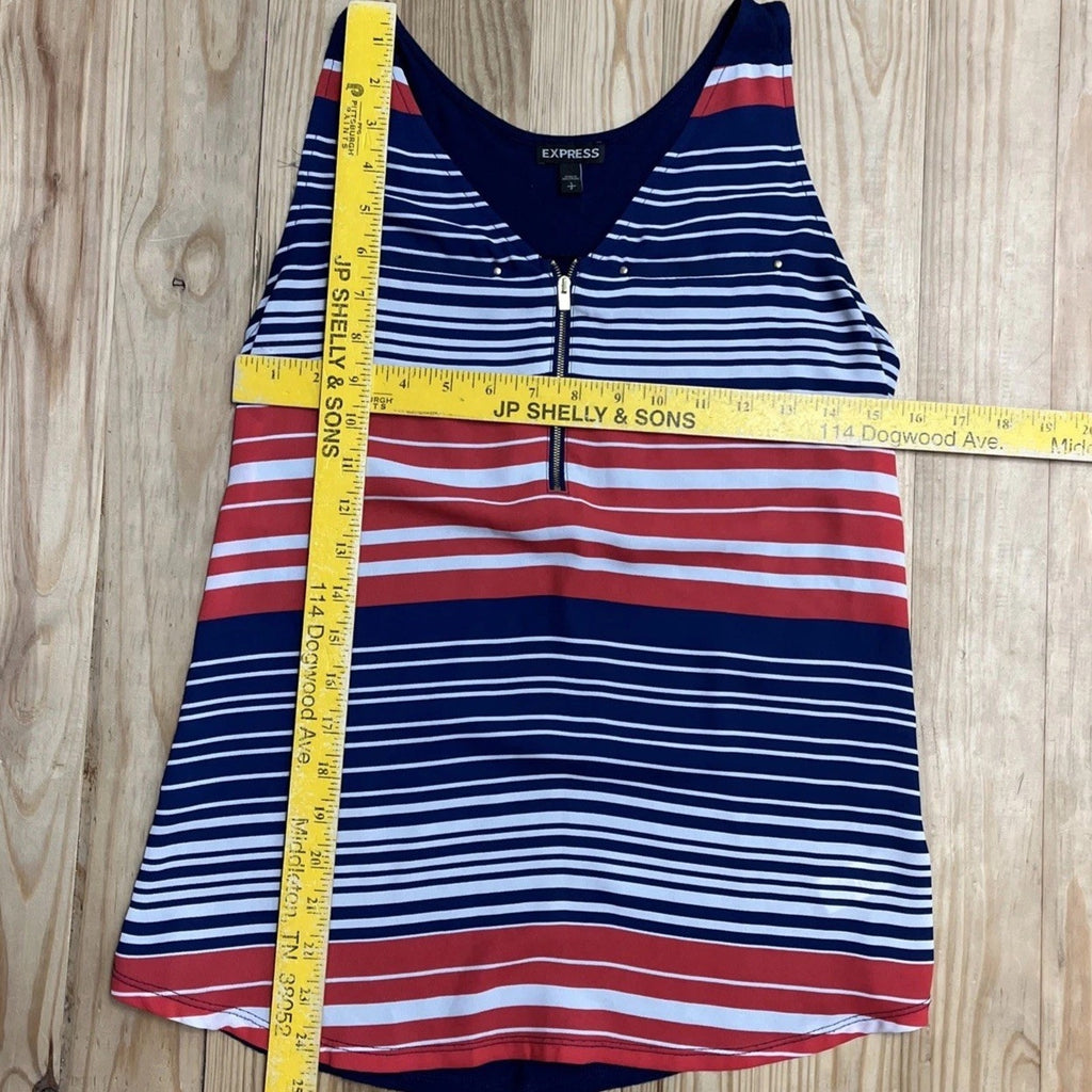 Express Women's Orange Blue White Sleeveless Striped Blouse Tank Size Small