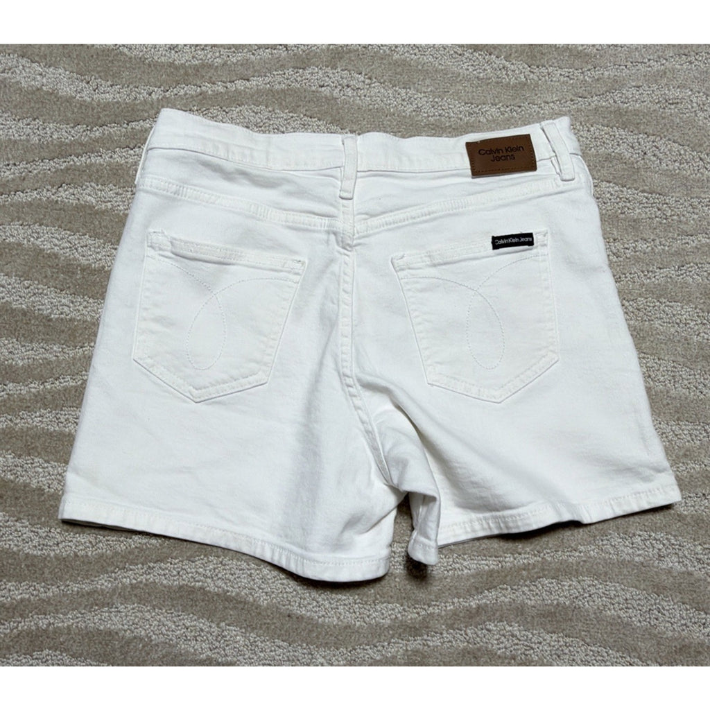 Womens CALVIN KLEIN White Denim Bermuda Shorts Size 8
