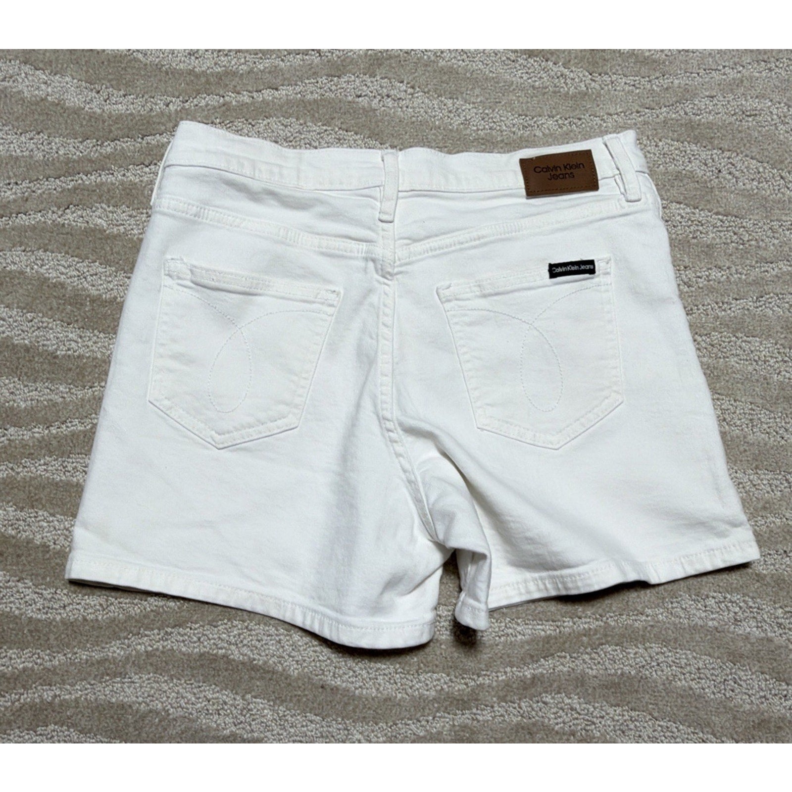 Womens CALVIN KLEIN White Denim Bermuda Shorts Size 8