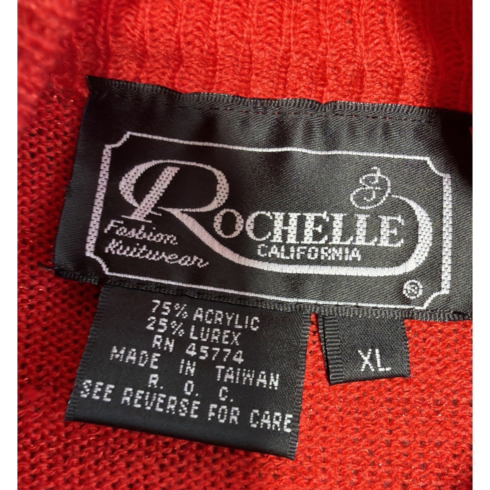 Vintage Rochelle Womens Top Size XL Red Gold Shimmer Mock Neck Sleeveless New