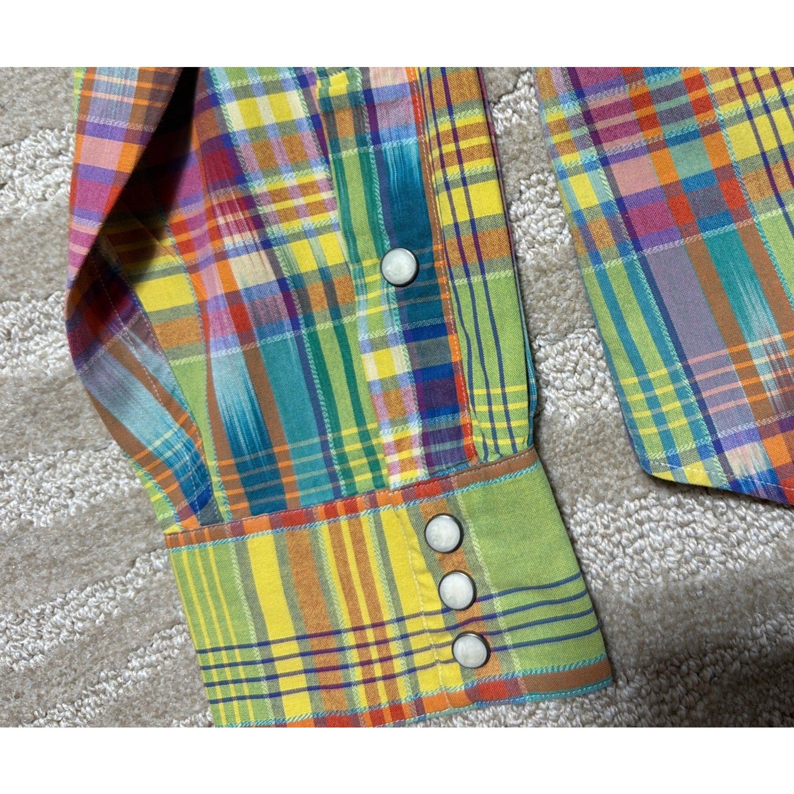 Vtg Polo Ralph Lauren Shirt Men XXL Western Pearl Snap Southwestern Madras