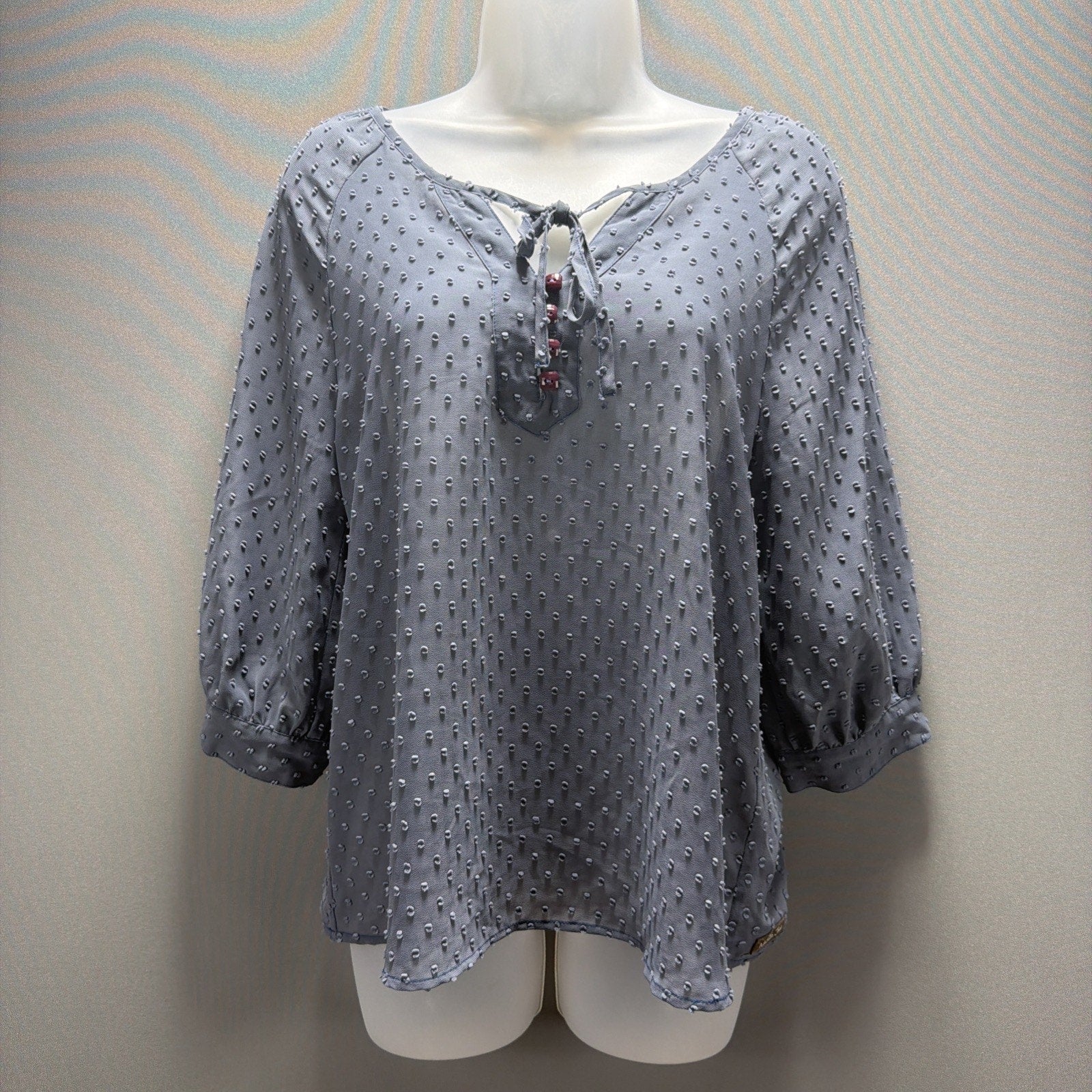 Matilda Jane Blouse Womens XS Blue Swiss Dot Castle Rock Paint by Numbers Top
