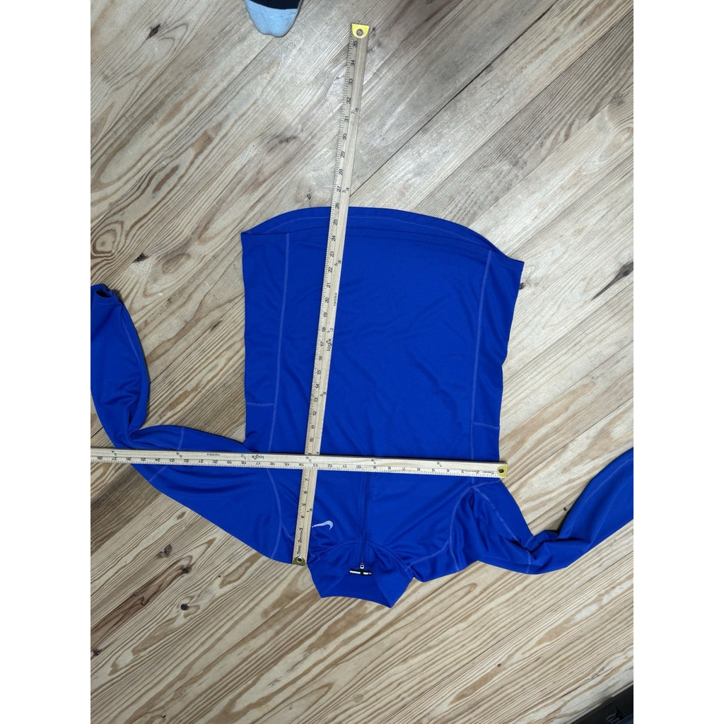 Nike Mens Sweater Small Blue Pullover 1/4 Zip High Neck Fleece Lined Therma Fit