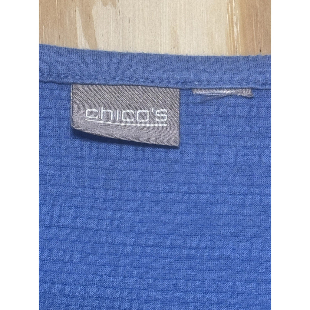 Chico's Blue Short Sleeve Pullover Knit Front Tied Women’s 2 (no tag) Measures L