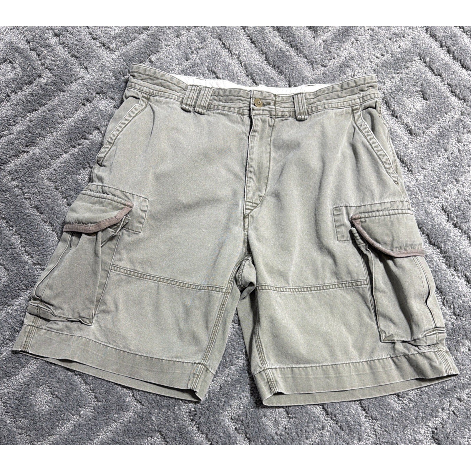 Vintage Polo Ralph Lauren Combat Cargo Shorts Mens 36 Green Cotton Casual Twill