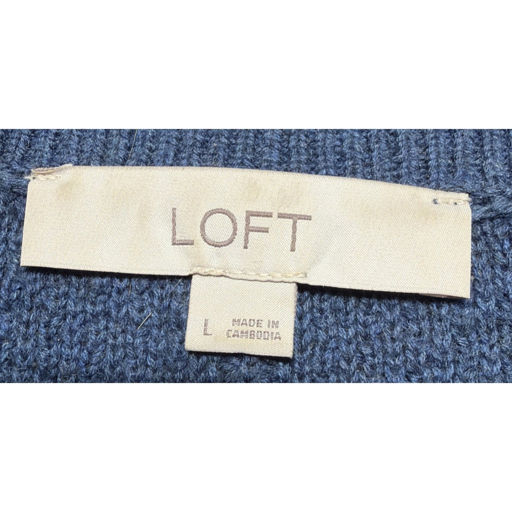 Loft Blue Knit Pullover Sweater Women's Size L