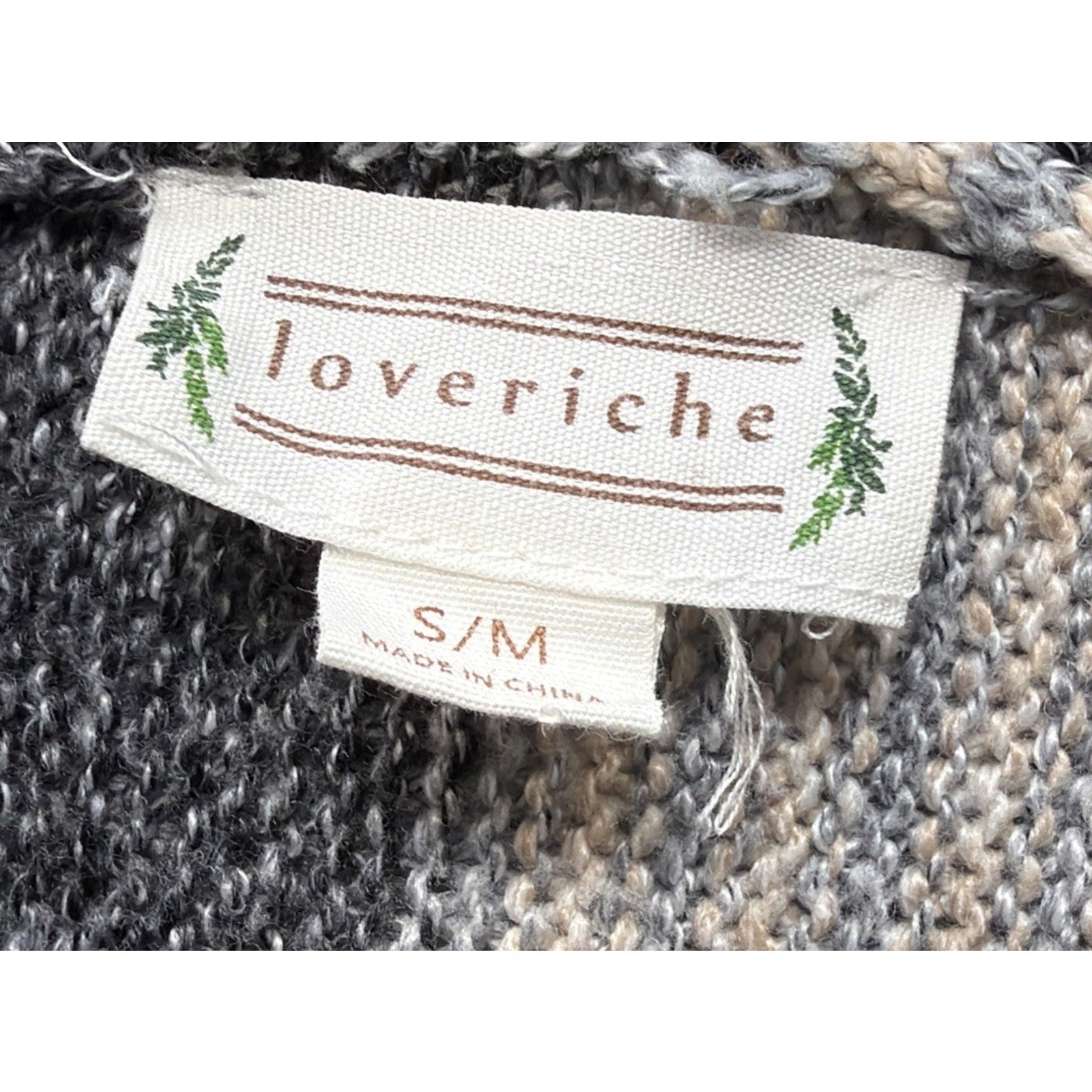 LOVERICHE Women's Patchwork Western Sweater with Fringe Size S/M Taupe,Gray