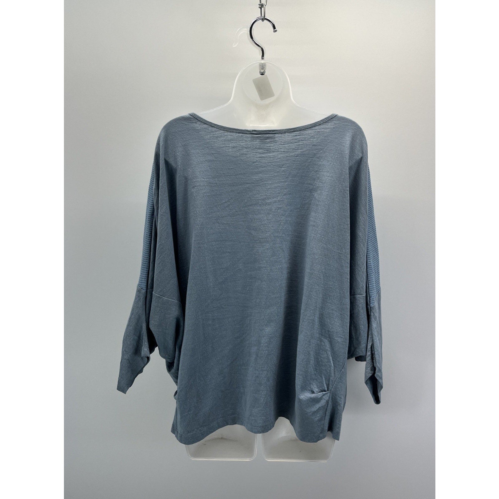 Umgee Denim Blue Waffle Knit Long Sleeve Batwing Casual Solid Top Women's Large