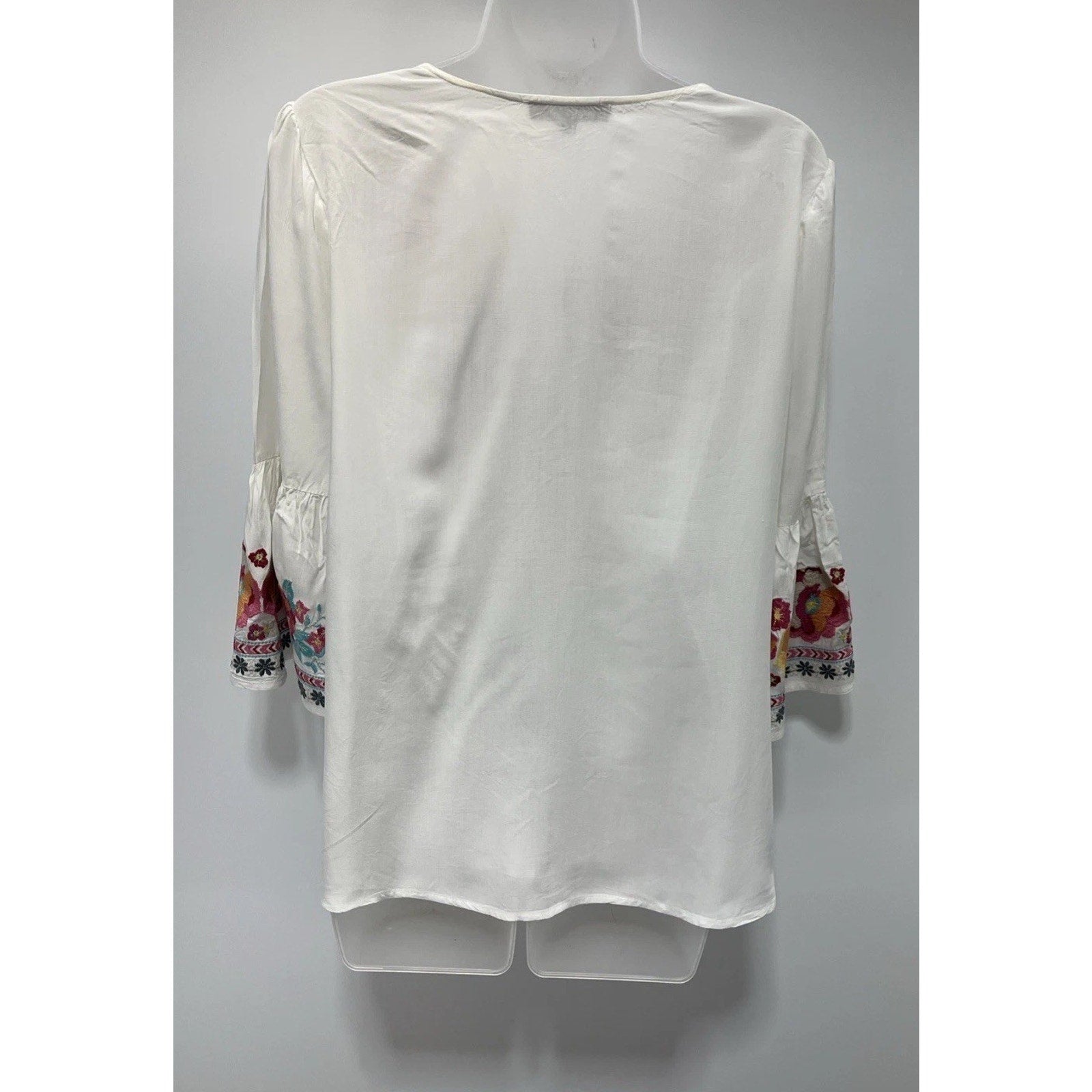 Andrée By Unit Floral Embroidered Tunic Top White Size Small