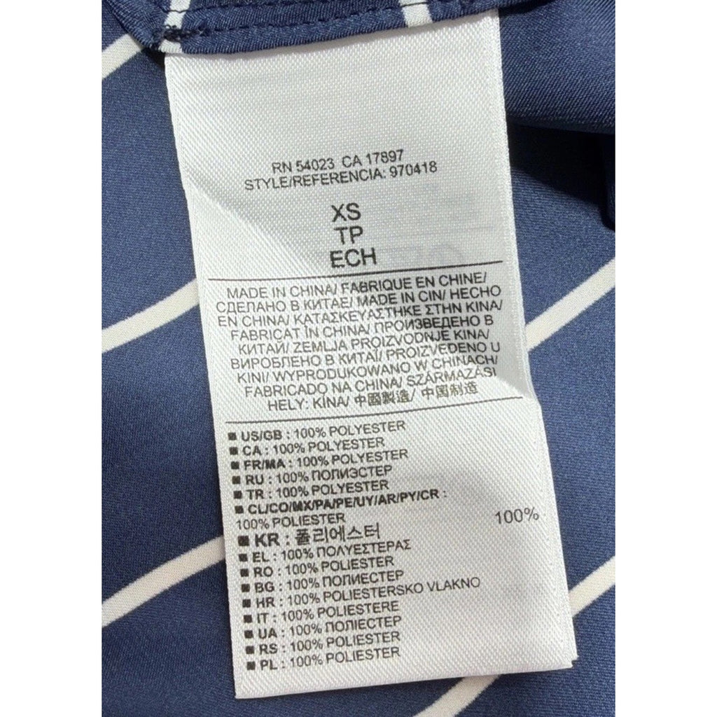 Banana Republic Tunic Top Navy Blue White Riley Striped Sleeveless Button Up XS