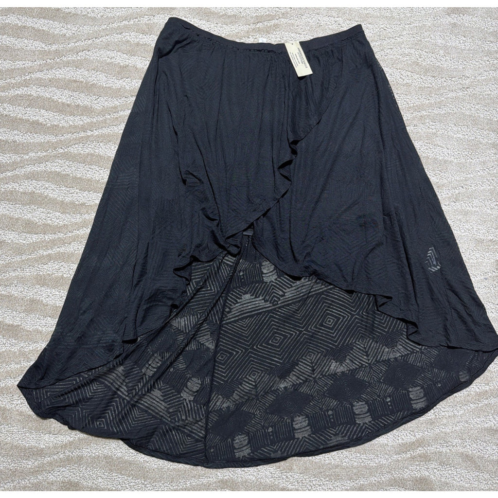New AMERICAN EAGLE Stretch Waist Black Hi Low Wrap Skirt Women's XL Goth Fairy