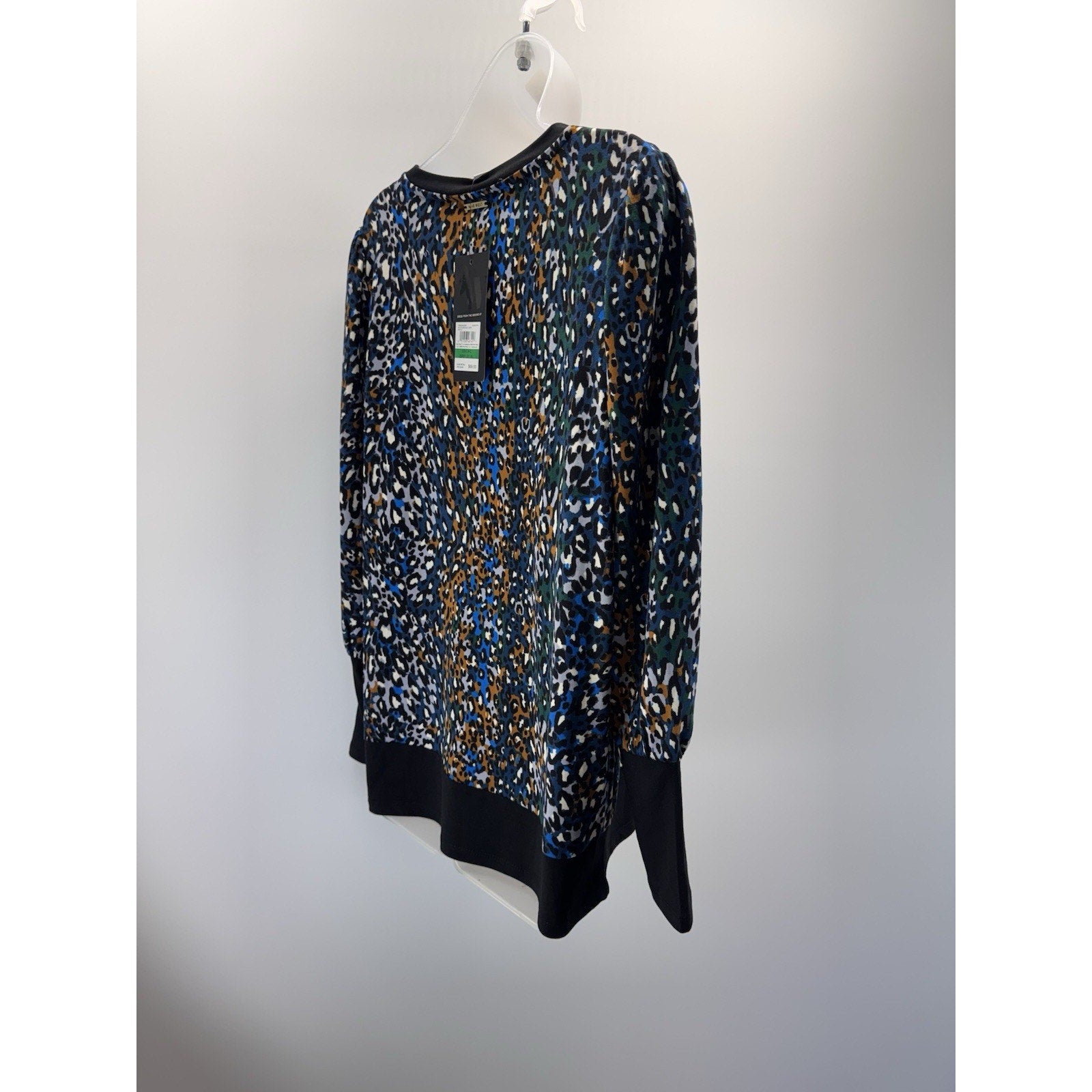 Nine West Black & Multi Animal Print Long Sleeve Women’s Size Large NWT