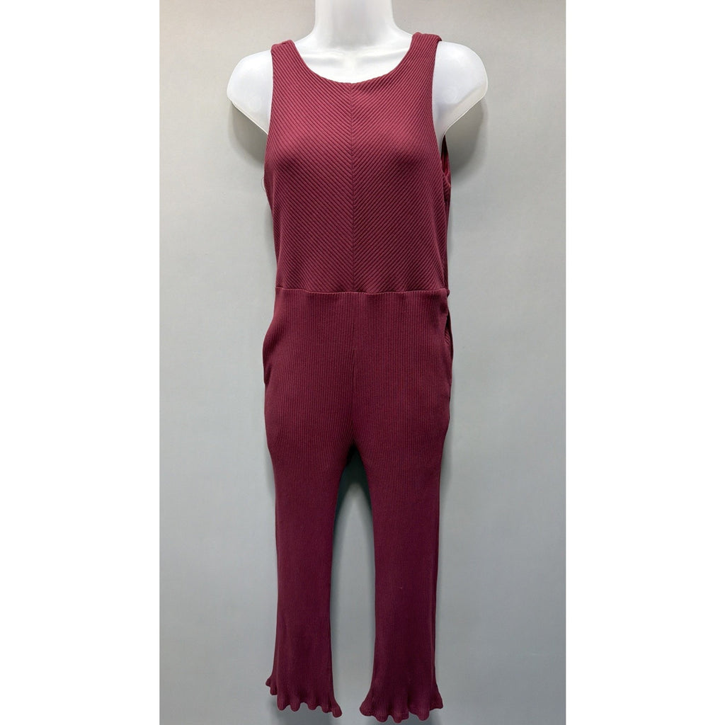 LISTICLE BOUTIQUE Bodycon Lined Ribbed Knit Open-back Jumpsuit Sz Medium