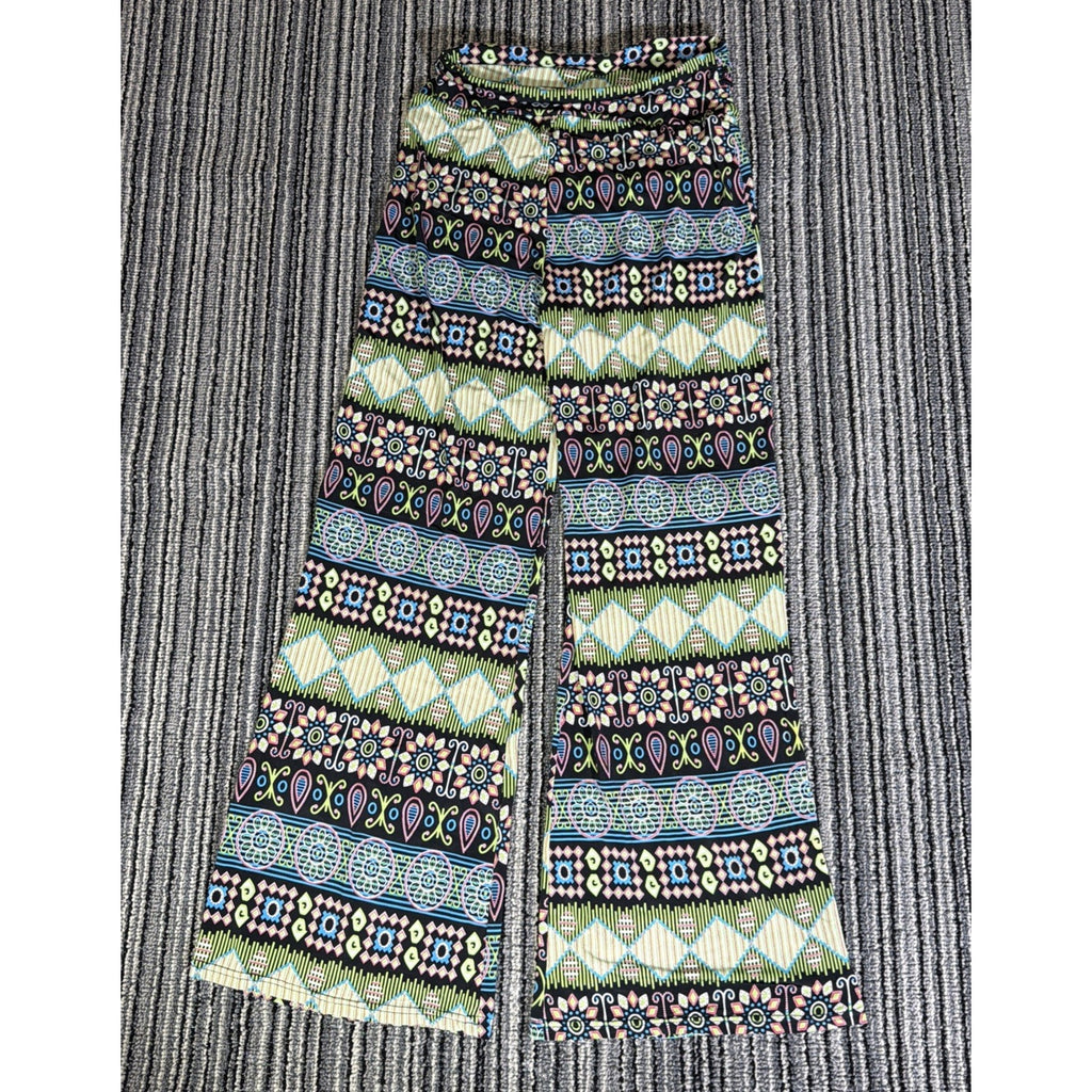 Win Win Women's Multicolor Stretch Pull On Comfort Waist Palazzo Pant Size M