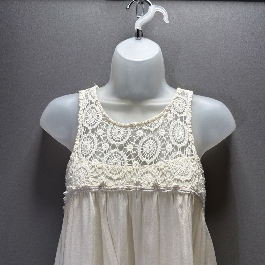 Sweet Journey Boutique Crotchet Lace Boho Tank Top Cream Size Small