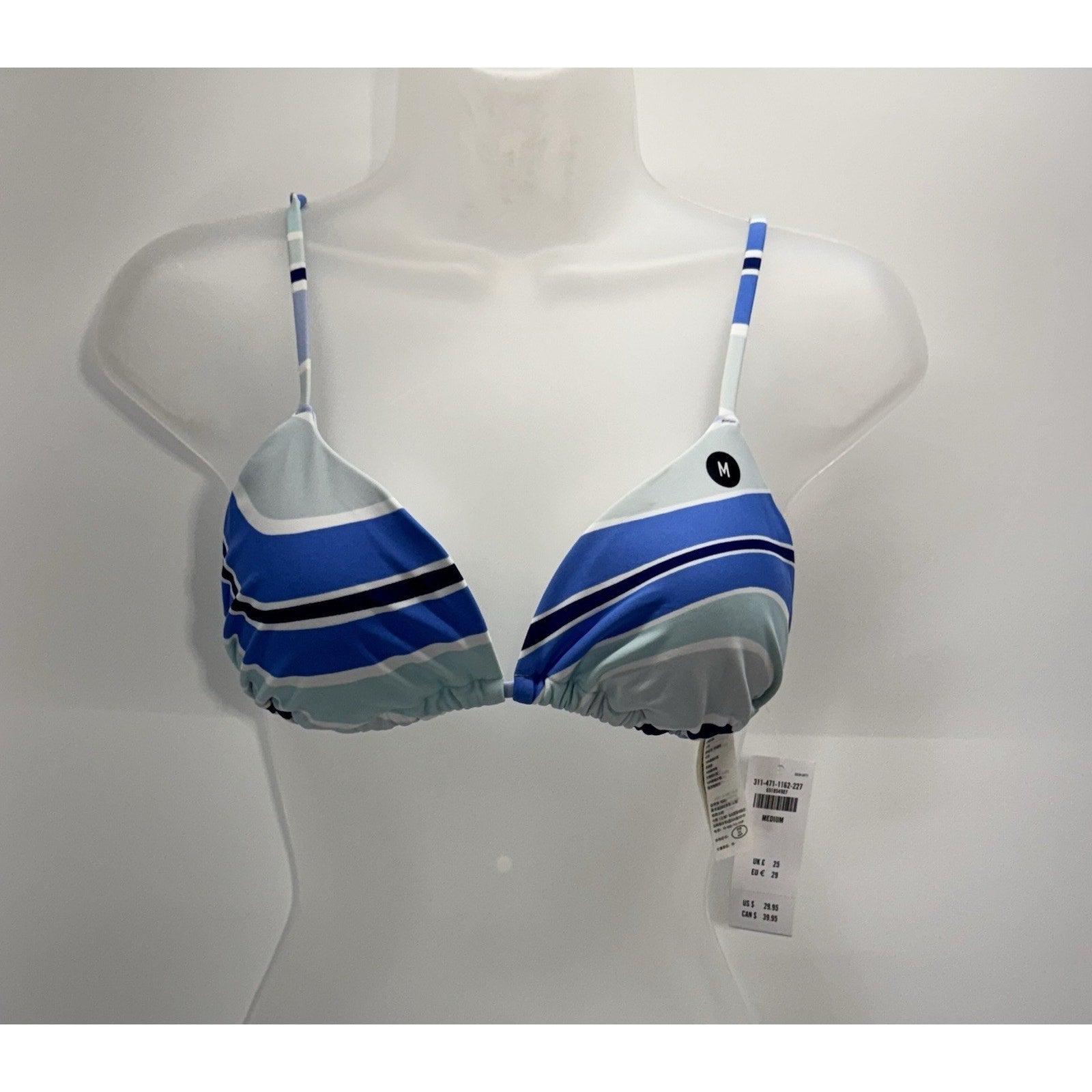 Holister Bikini One Piece Swimsuit Top Blue Striped Women’s Size Medium NWT
