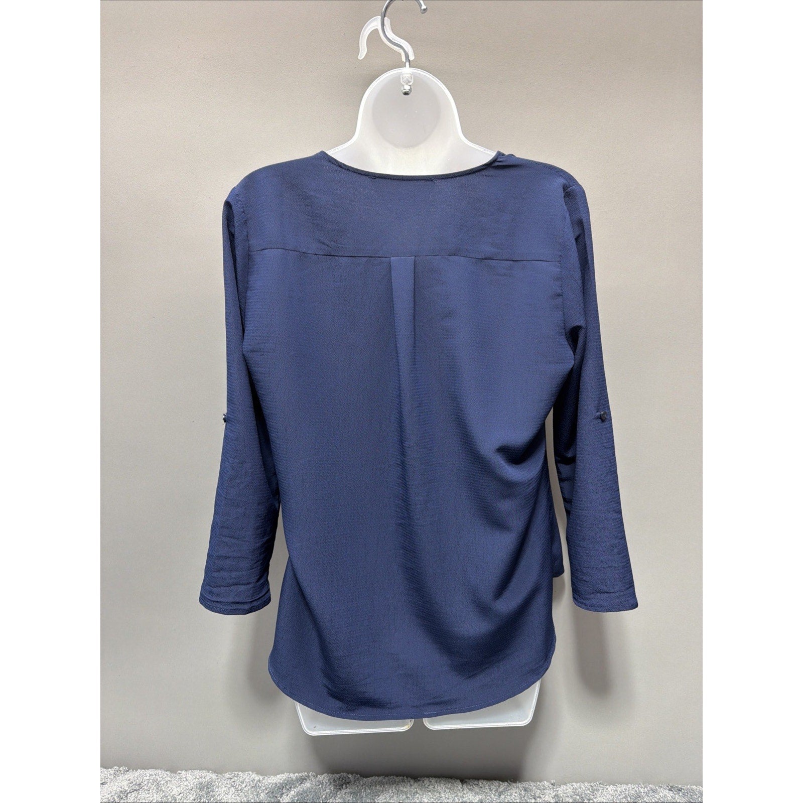 Alice Blue Stitch Fix Blouse Size S Blue Roll Tab Sleeve Striped Career Casual