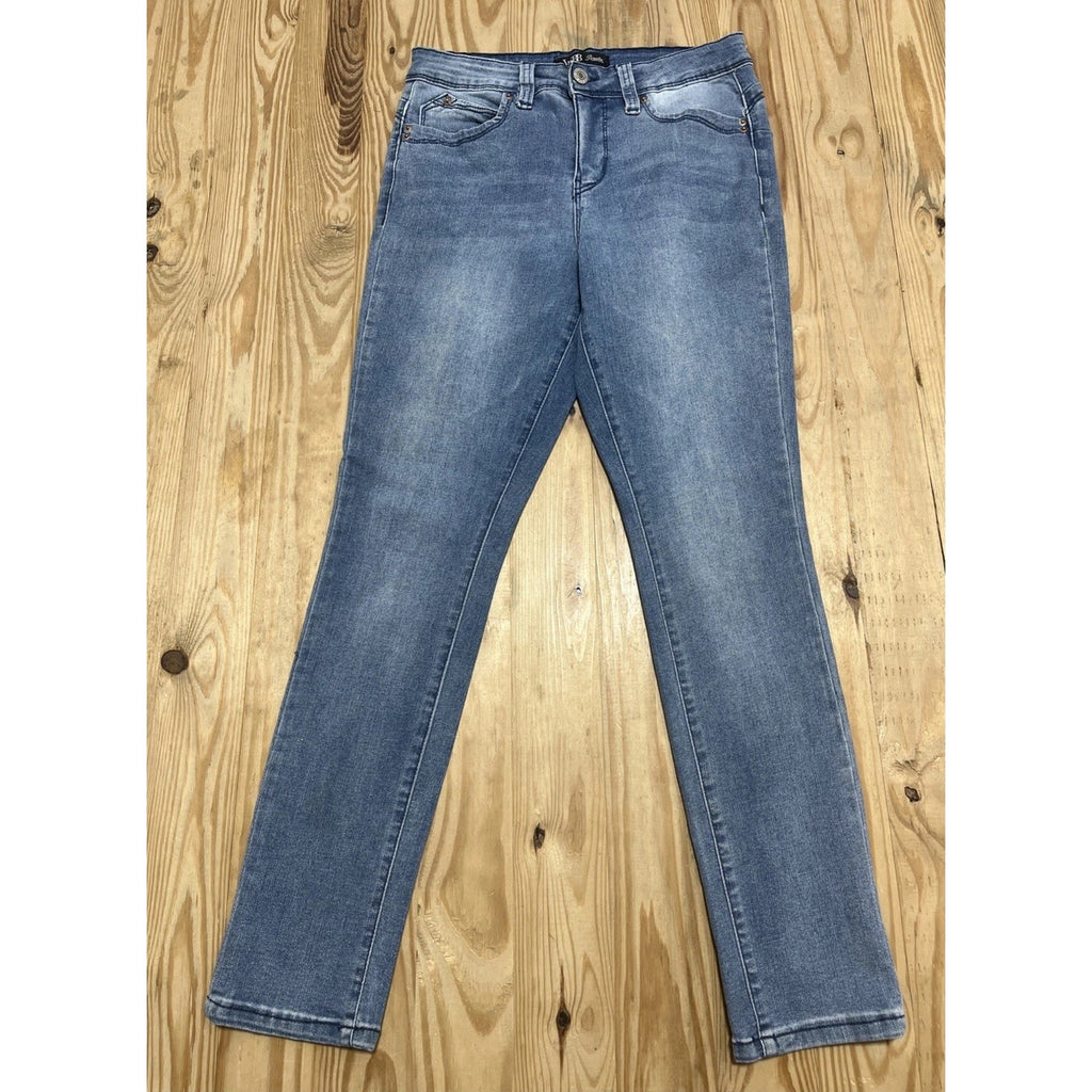 Royalty For Me Pants Womens 8 Blue Denim Jeans Skinny Mid Rise Cotton 28x28.5