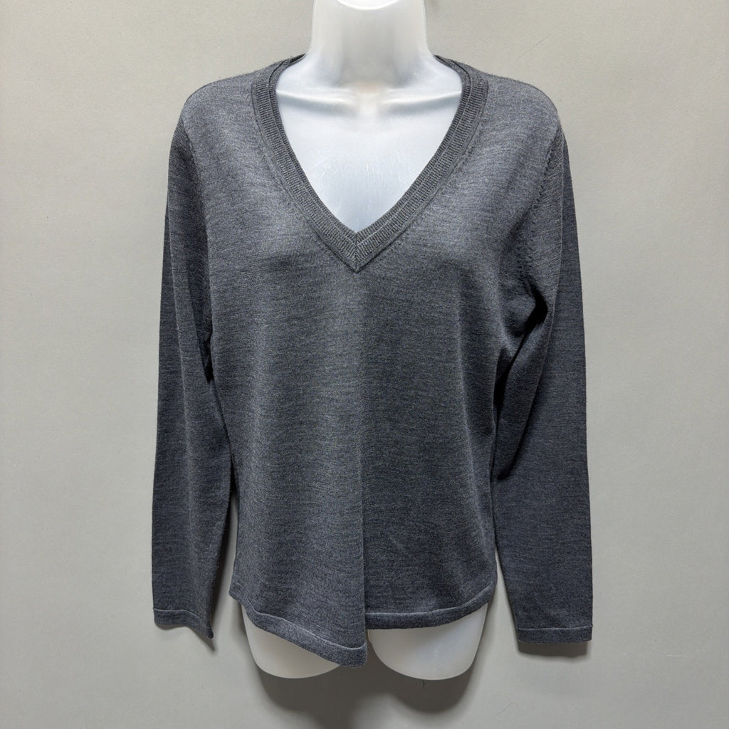 Vintage NWT Talbots M Gray 100% Merino Wool Knit Sweater Preppy Minimalist
