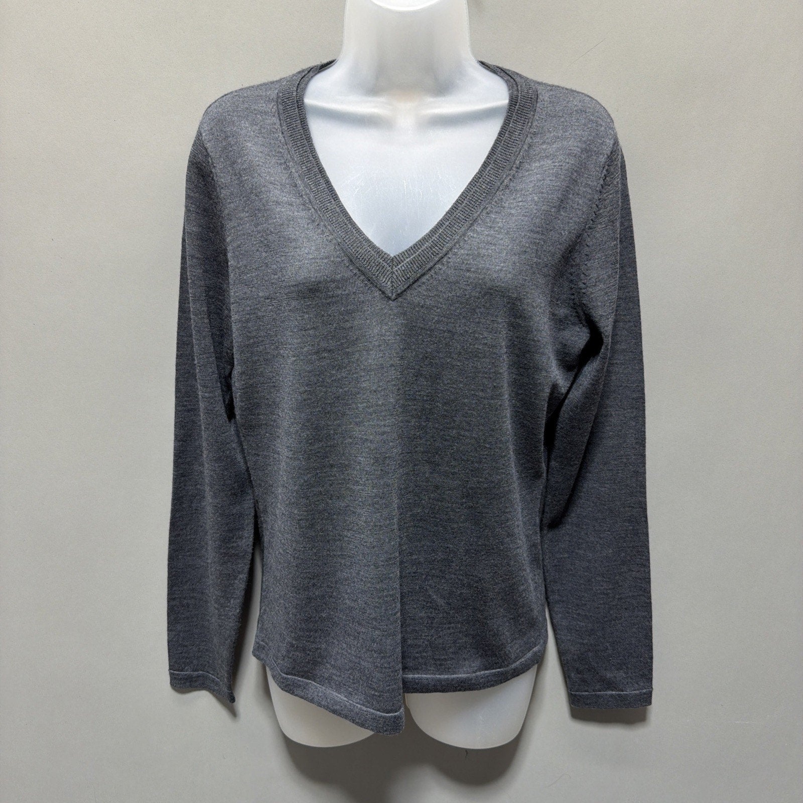 Vintage NWT Talbots M Gray 100% Merino Wool Knit Sweater Preppy Minimalist